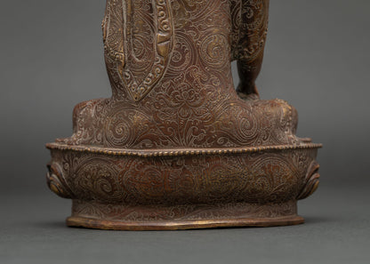 Shakyamuni Buddha Statue | Oxidized Copper Historical Buddha from Nepal