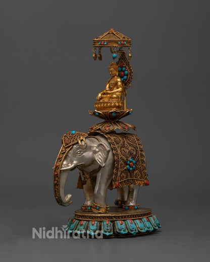 Shakyamuni Buddha on Elephant | Spiritual Feng Shui Decor
