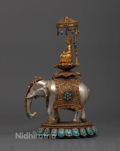 Shakyamuni Buddha on Elephant | Spiritual Feng Shui Decor