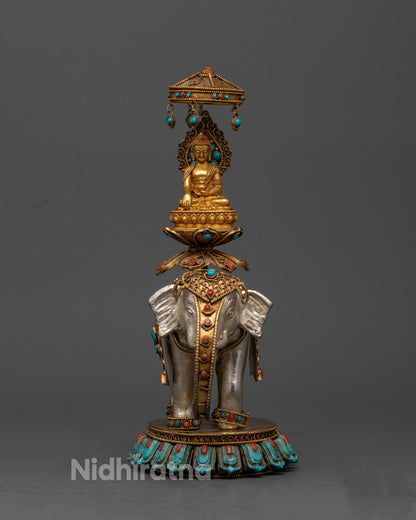 Shakyamuni Buddha on Elephant | Spiritual Feng Shui Decor