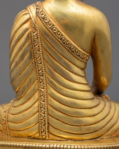 Shakyamuni Buddha Sculpture | 24k Gold Gilded Statue