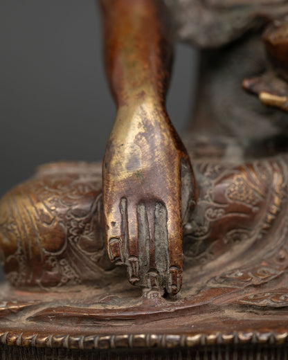 Shakyamuni Buddha Statue | Oxidized Copper Historical Buddha from Nepal