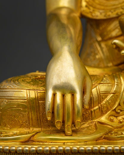 Shakyamuni Buddha Copper Statue | 24K Gold Fire-Gilded Sculpture