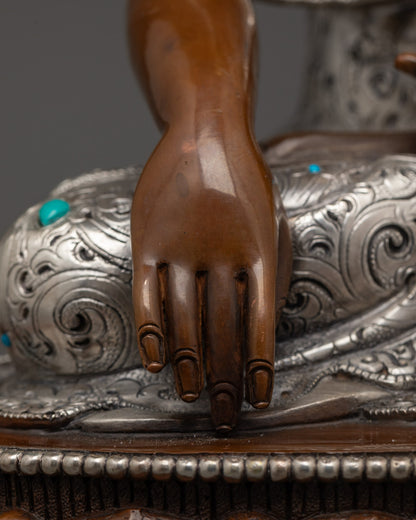 Elegant Oxidized Shakyamuni Buddha Sculpture | Divine Home Altar Piece