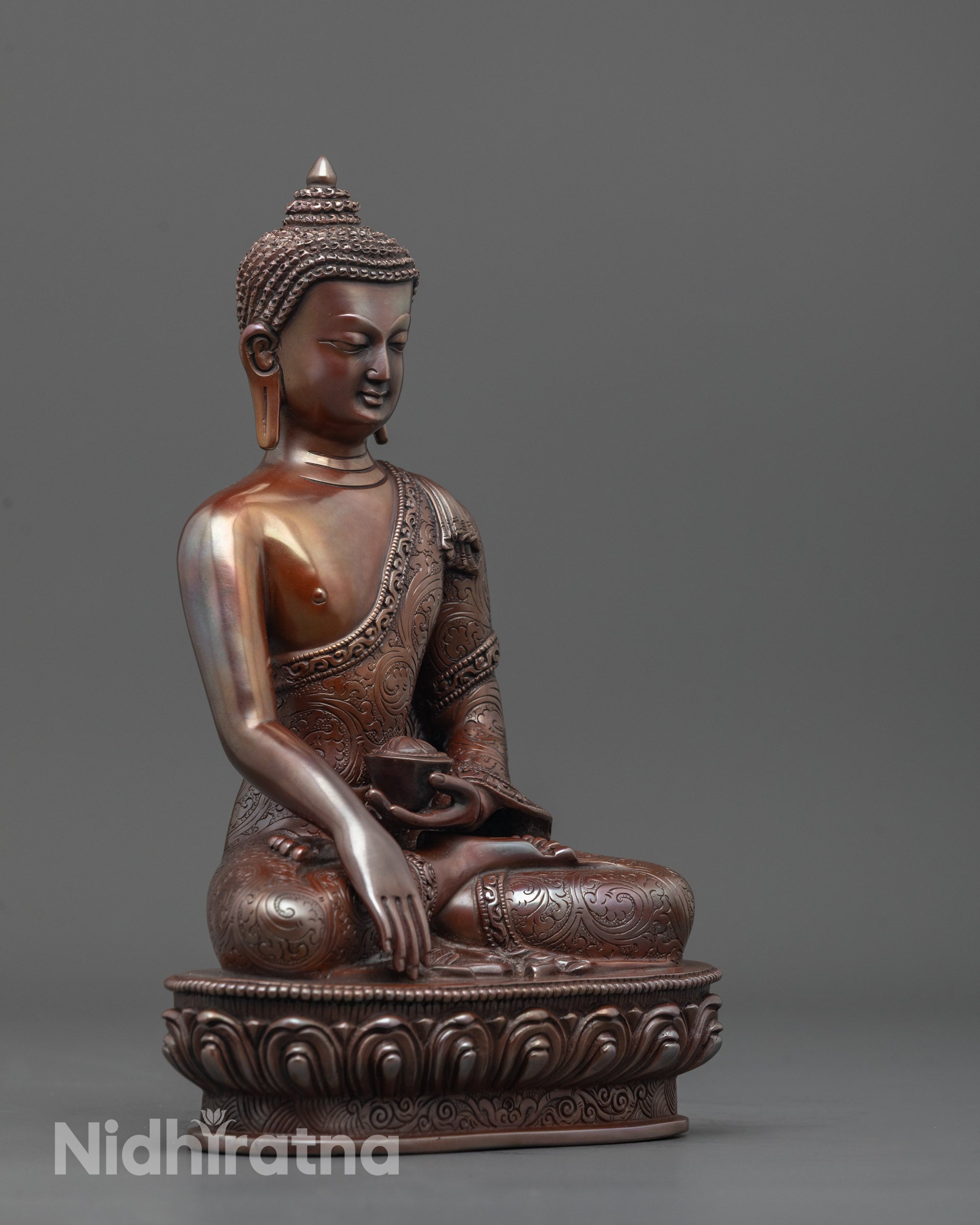 Oxidized Shakyamuni Buddha Statue | Sacred Art for Meditation