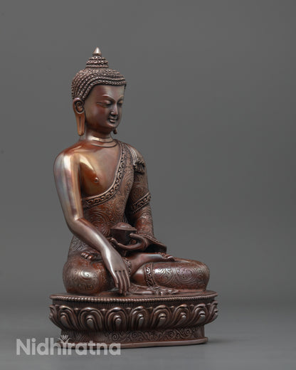 Oxidized Shakyamuni Buddha Statue | Sacred Art for Meditation