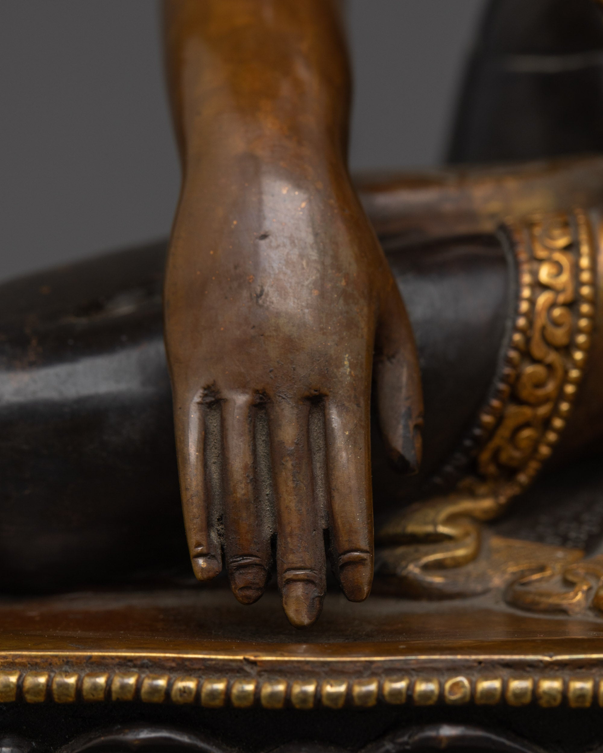 Handcrafted Shakyamuni Buddha Statue with 24k Fire Gold Gilding