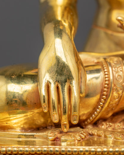 Hand-Carved Buddha Statue | 24k Gold Gilded Copper | Made in Nepal