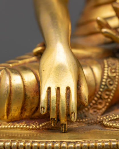 Shakyamuni Buddha Sculpture | 24k Gold Gilded Statue