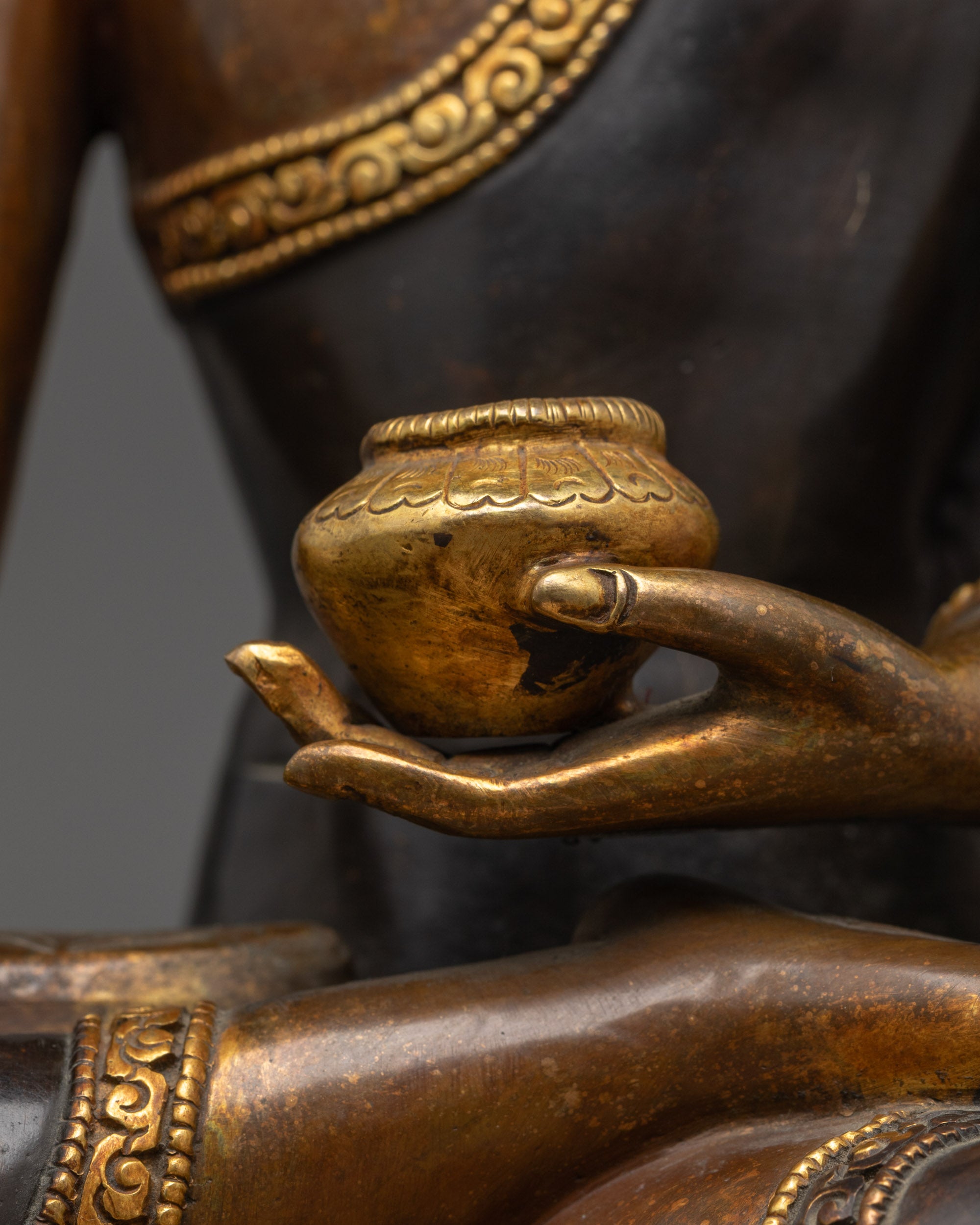 Handcrafted Shakyamuni Buddha Statue with 24k Fire Gold Gilding