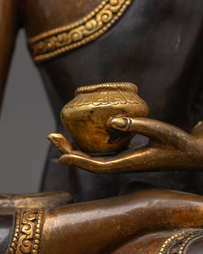 Handcrafted Shakyamuni Buddha Statue with 24k Fire Gold Gilding