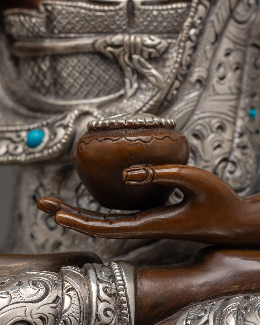 Elegant Oxidized Shakyamuni Buddha Sculpture | Divine Home Altar Piece