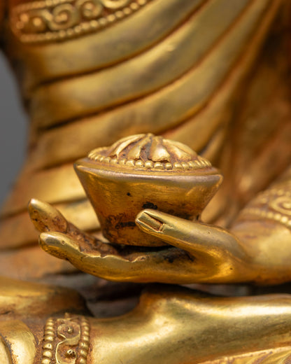 Shakyamuni Buddha Sculpture | 24k Gold Gilded Statue