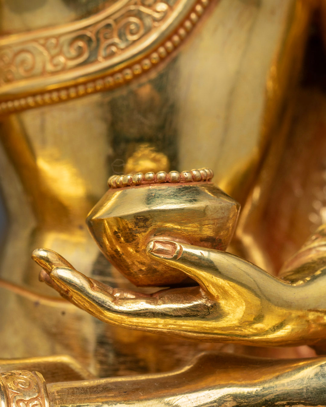 Hand-Carved Buddha Statue | 24k Gold Gilded Copper | Made in Nepal