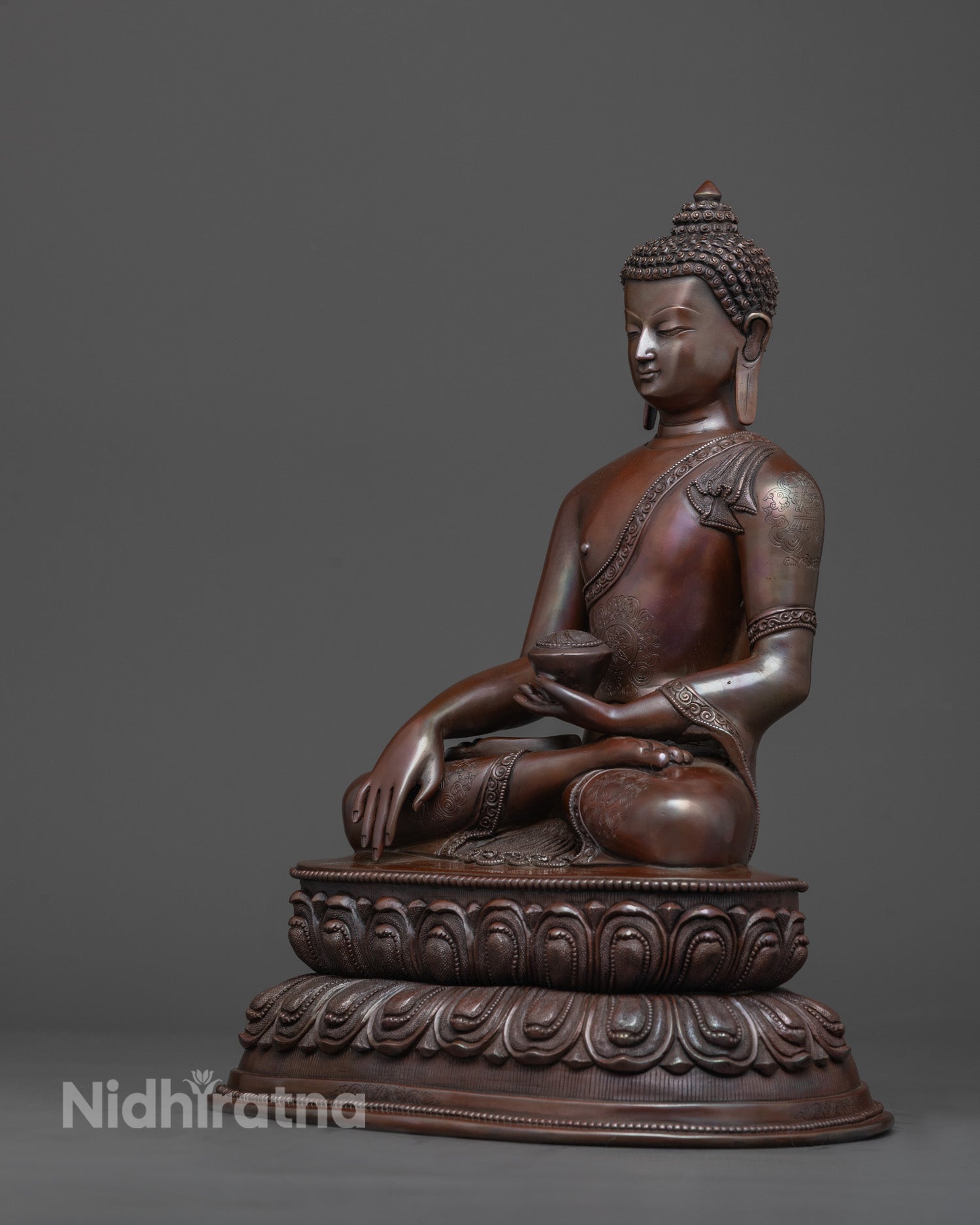 Oxidized Copper Shakyamuni Buddha Statue | Historical Buddha
