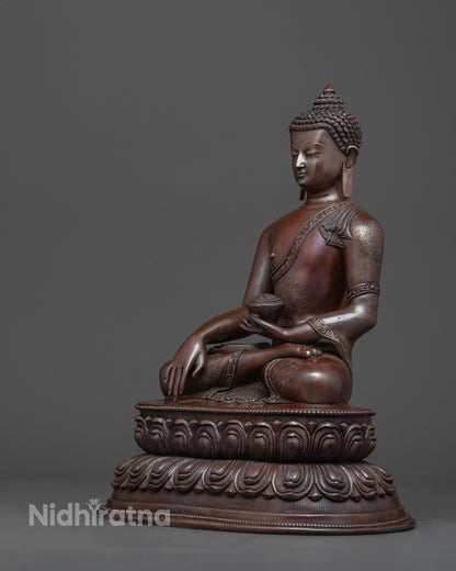 Oxidized Copper Shakyamuni Buddha Statue | Historical Buddha