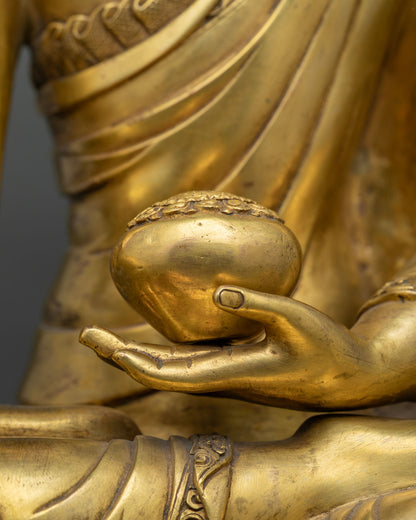 Buddhist Statue of Shakyamuni Buddha | Fully Gold Fire-Gilded Figurine