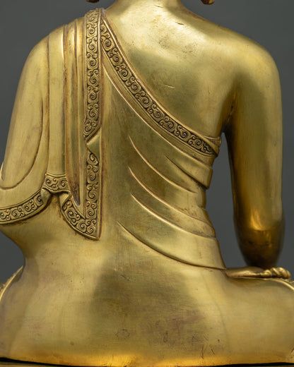 Buddhist Statue of Shakyamuni Buddha | Fully Gold Fire-Gilded Figurine