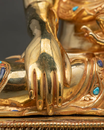 Shakyamuni Buddha Statue | Gold Gilded Copper Buddhist Artwork