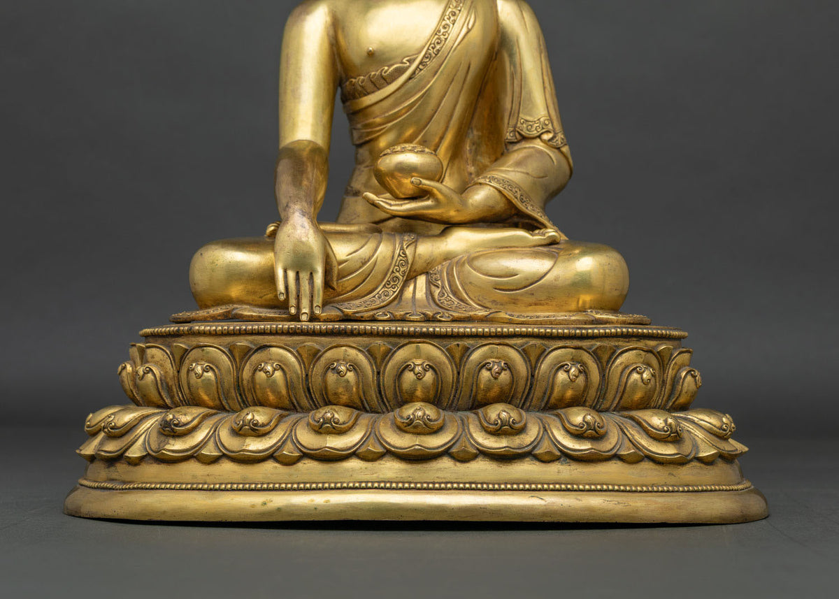Buddhist Statue of Shakyamuni Buddha | Fully Gold Fire-Gilded Figurine