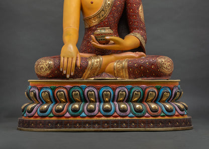 Colorful Shakyamuni Buddha Statue (72cm) | Nepali Buddhist Artwork