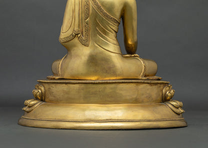 Buddhist Statue of Shakyamuni Buddha | Fully Gold Fire-Gilded Figurine