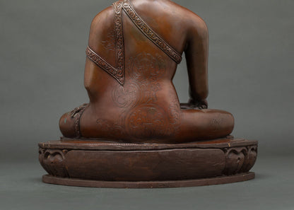 Brown Shakyamuni Buddha Statue – Oxidized Copper Buddhist Figurine