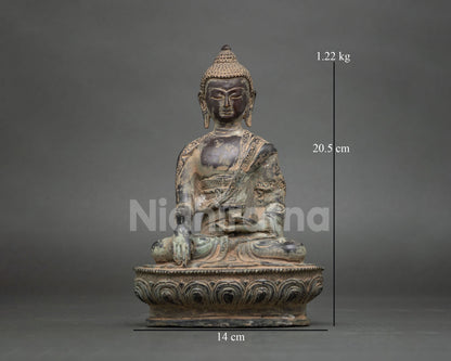 Shakyamuni Buddha Statue – Antique-Finish Oxidized Copper Figurine