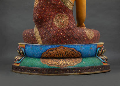 Colorful Shakyamuni Buddha Statue (72cm) | Nepali Buddhist Artwork