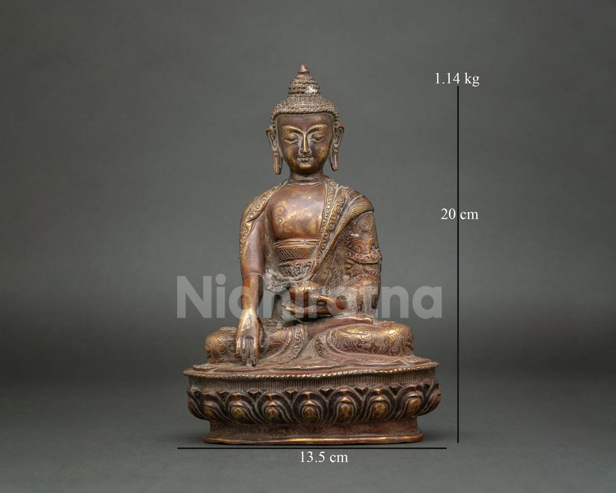 Shakyamuni Buddha Statue | Oxidized Copper Historical Buddha from Nepal