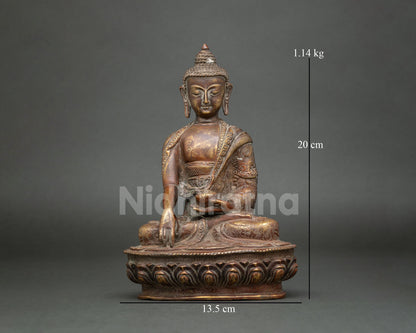 Shakyamuni Buddha Statue | Oxidized Copper Historical Buddha from Nepal