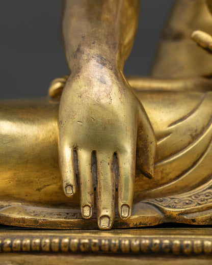 Buddhist Statue of Shakyamuni Buddha | Fully Gold Fire-Gilded Figurine