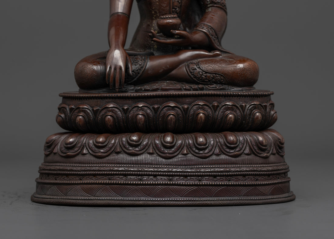 lotus seat of oxidized shakyamuni buddha statue 