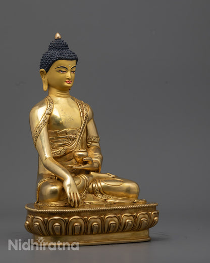 Shakyamuni Buddha Sculpture—A masterpiece of devotion, designed with the revered lost wax method, golden embellishments, and fine craftsmanship for mindful meditation.