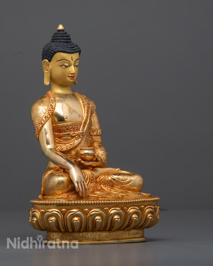 Shakyamuni Buddha Statue – Authentic Handcrafted Copper Statue with Gold Finish