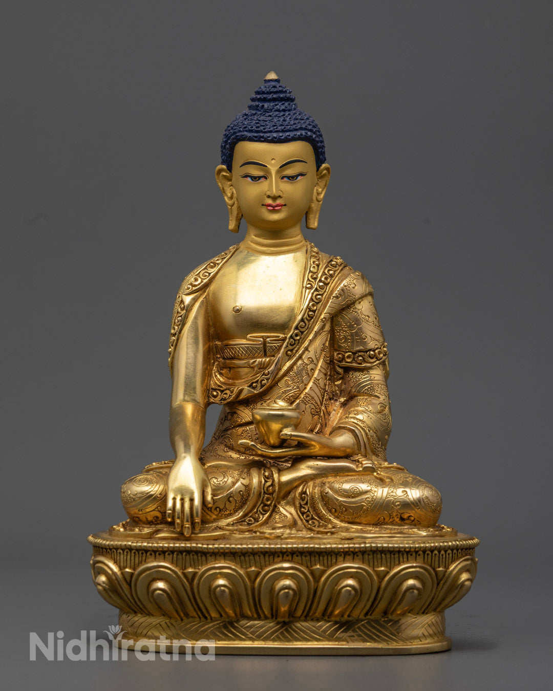 Shakyamuni Buddha Statue | Hand-Carved Copper Artwork from Nepal