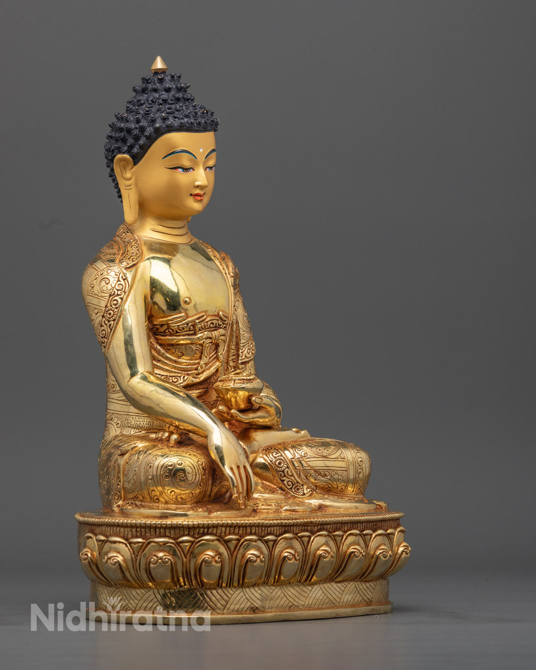 Shakyamuni Buddha Statue – Hand-Carved Tibetan Buddhist Art, 24K Gold-Plated