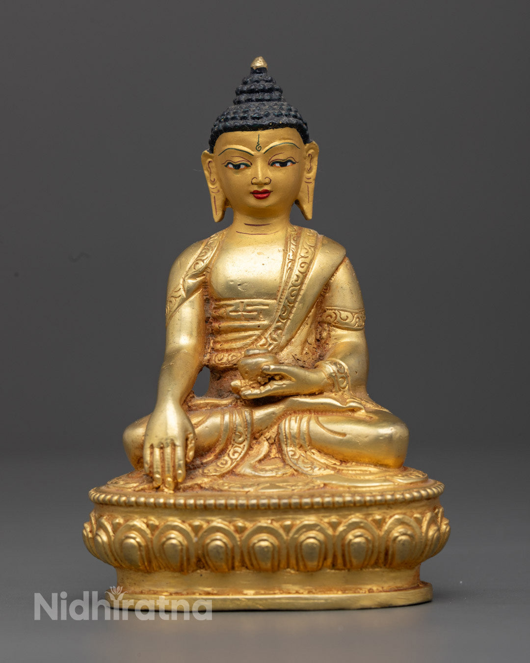 Shakyamuni Buddha Statue | Handcrafted 24K Gold-Plated Copper