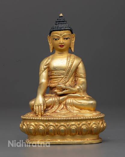 Shakyamuni Buddha Statue | Handcrafted 24K Gold-Plated Copper