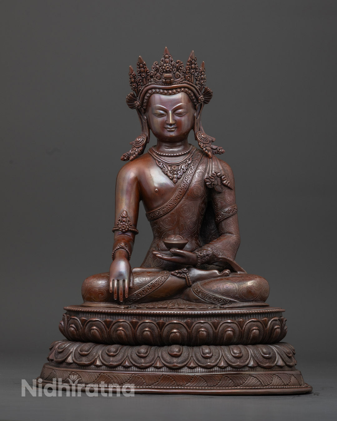 Shakyamuni Buddha Statue | Handcrafted Oxidized Copper Sculpture
