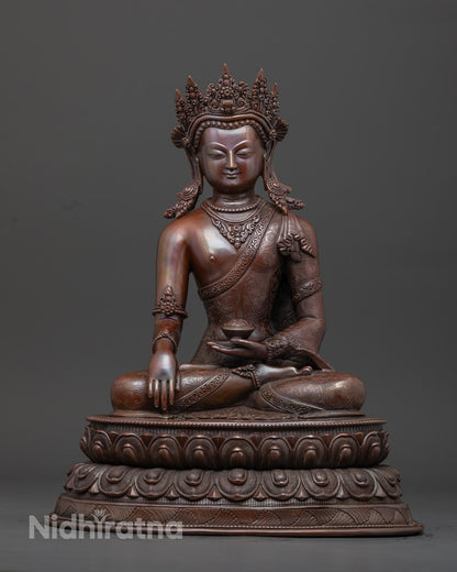 Shakyamuni Buddha Statue | Handcrafted Oxidized Copper Sculpture
