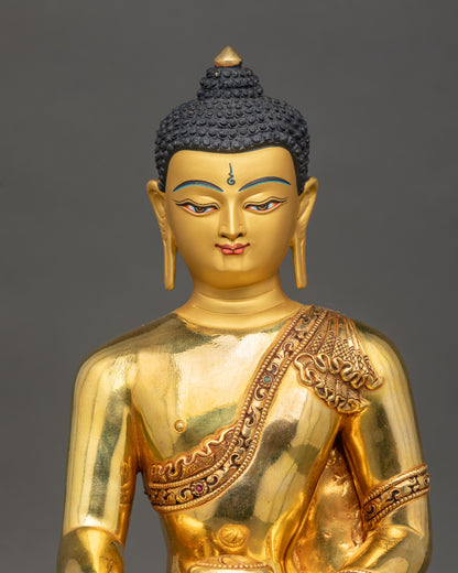 Shakyamuni Buddha Statue close up handcrafted Nepalese meditation sculpture
