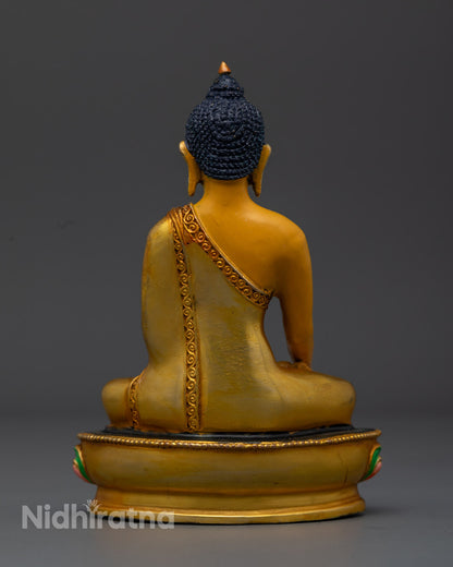 Shakyamuni Buddha Statue displayed in meditation space – sacred Buddhist decor symbolizing peace, wisdom, and grounded spiritual energy.