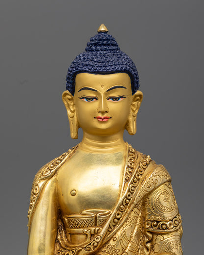 Shakyamuni Buddha Statue featuring a hollow compartment for filling with an auspicious mantra, symbolizing enlightenment and spiritual energy.