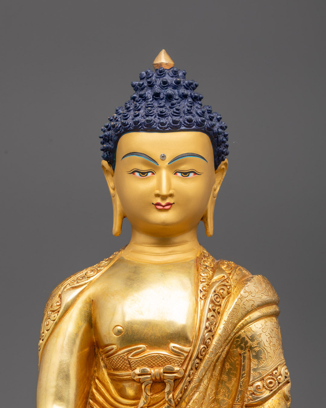 Shakyamuni Buddha Statue’s Robe and Bowl of Alms (Patra) Symbolizing Generosity and Spiritual Offering