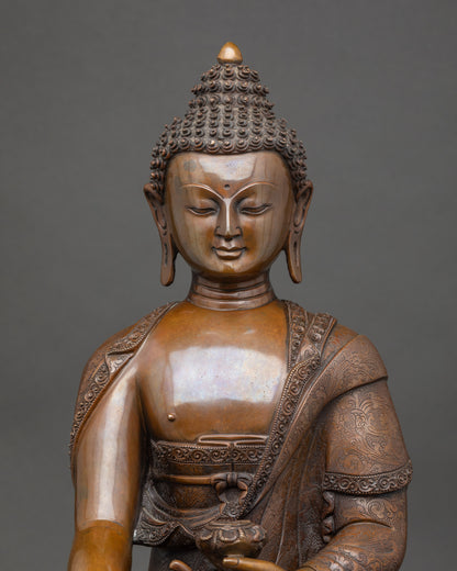 Shakyamuni Buddha face chemically oxidized copper Newari artwork