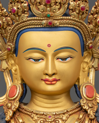 Shakyamuni Buddha face detailed close-up showing serene expression