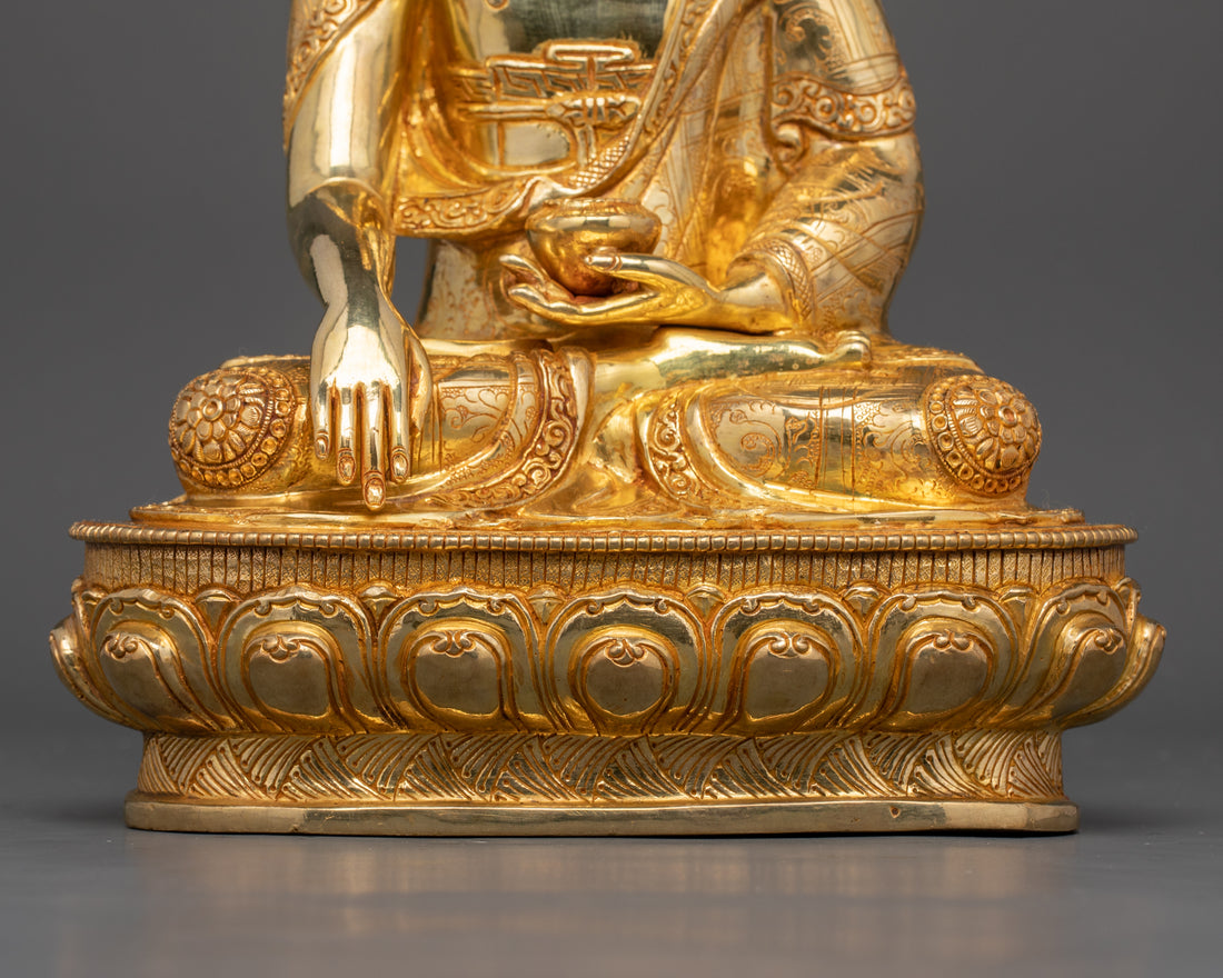 gold plated Shakyamuni Buddha statue lotus seat front part