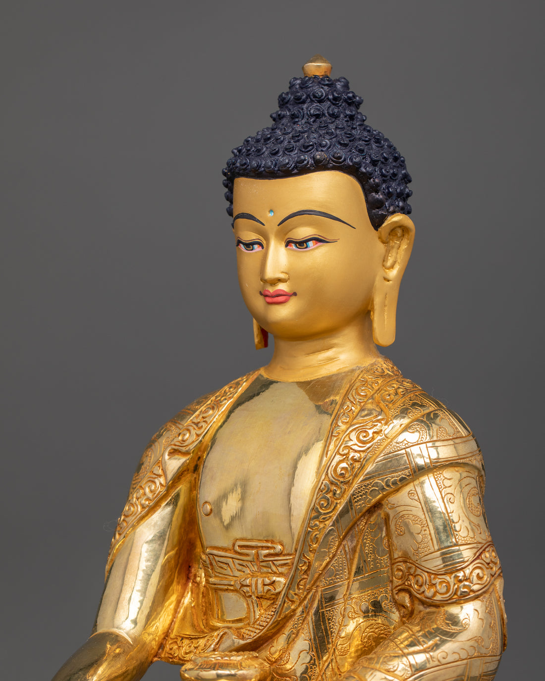 24k pure gold plated face of Shakyamuni Buddha statue