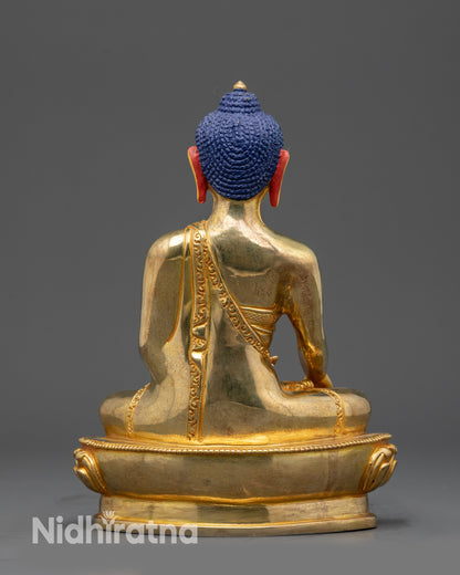 Shakyamuni Buddha statue back view lotus seat and copper alloy craftsmanship